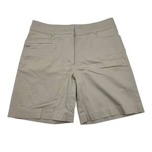IZOD Golf Womens 8 Khaki Flat Front Stretch Golf Shorts Cotton Spandex